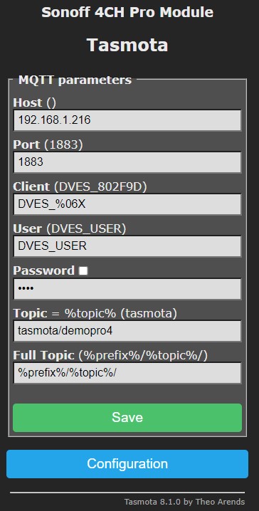 Tasmota mqtt config 1
