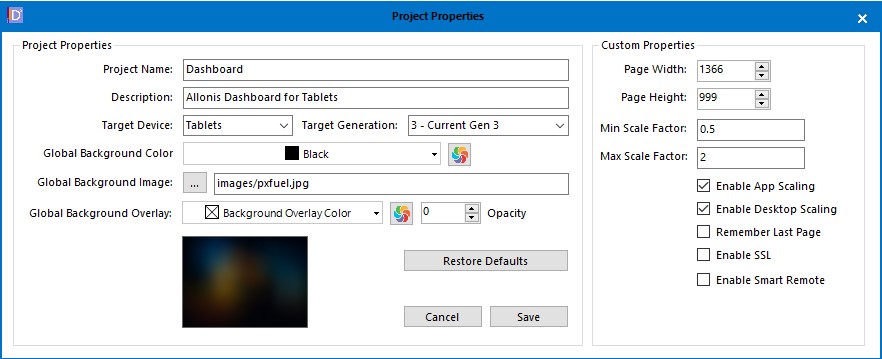 project properties 1