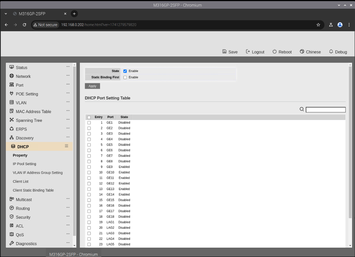 EnableVLAN DHCP1